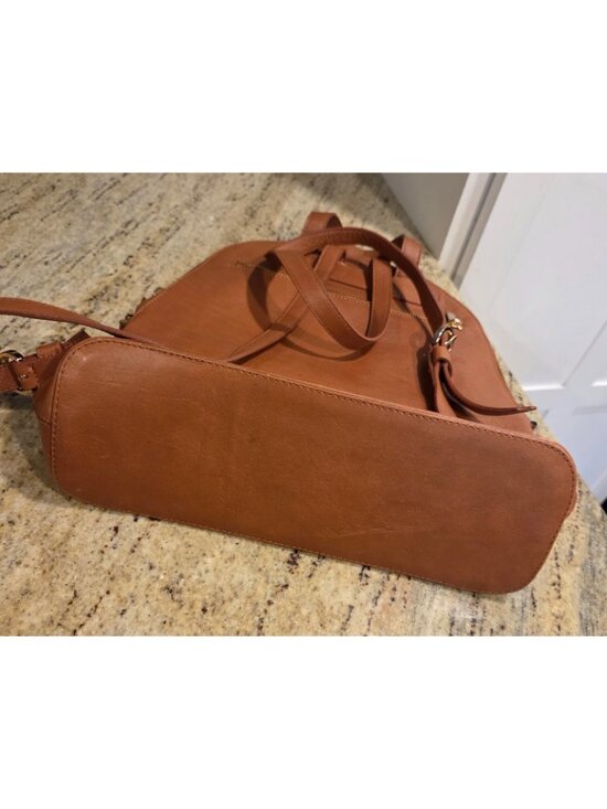 VELEZ Leather Backpack Bird Fabric Interior Brown main image 5